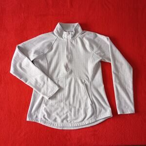 Grey Herringbone Quarter Zip Golf Pullover Women Size M Activewear Tennis Casual